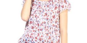 Top400316  Printed White Colour Ladies Top