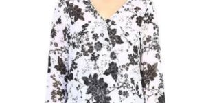 Top400329 Printed White Ladies Top