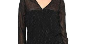 Top400333 Dotted Print Black Ladies Top