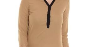 Top400450 Solid Beige Ladies Top