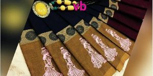 Vb Lady Printed Chettinad Sarees with Kalamkari Blouse