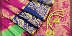 Vb Peacock Kota Silk Sarees with Running Blouse