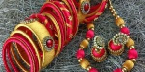 Silk Thread Necklace with Bangles