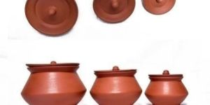 Terracotta Round Handi Set without Handle 3pcs