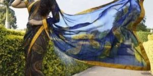 Shaily Grey Georgette Printed Saree