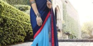 Shaily Navy Blue Georgette Heavy Embroidered Saree