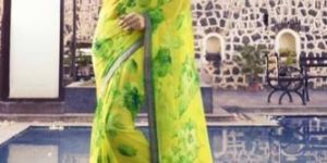 Shaily Yellow Georgette Printed Saree