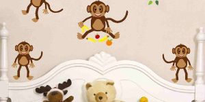 Decor Kafe Playing Monkeys Wall Sticker