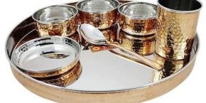 Steel Copper Coating Thali Set