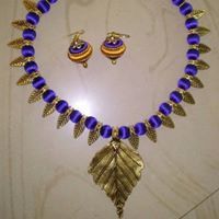 Silk Thread Necklace with Antique Pendents