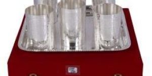 Silver Glass Set with Tray