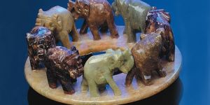 Soap Stone Lucky Elephant Circle Of 8 - 8035