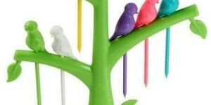 Plastic Fruit Fork Set with Stand