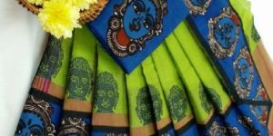 YC Handloom Cotton Sarees with Kalamkari Blouse