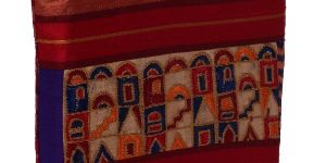 Red Embroidered Silk Zipper Pouch