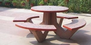 Round Table with Four Benches