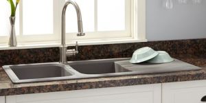 Drain Board Double Bowl Sink