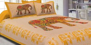 Rajasthani Animal Prints Cotton Double Bedsheet