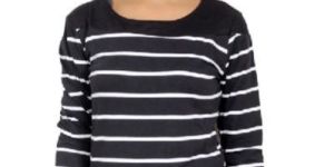 Girls Wide Round Black Neck T-Shirts