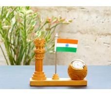 Wooden Ashoka Pillar with Attractive Clock