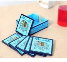 Wooden Coaster with Hand Painted Elephant