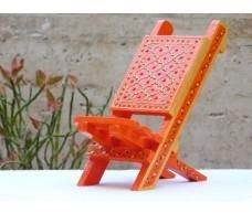 Wooden Mobile Stand with Orange Color Meenakari Painting
