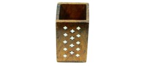 Lacquer Inlay Art Diamond Design Wooden Pen Stand