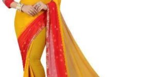 Red Yellow Bandhani Chiffon Sarees
