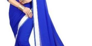 Silver Blue Chiffon Lace Sarees