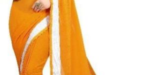 Silver Mustard Chiffon Lace Sarees