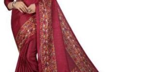 Wine Kalamkari Silk Sarees