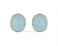 925 Silver Aqua Calcy Donia Gemstone Stud Diamond Earring