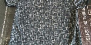 Black Printed Half Collar T-Shirt