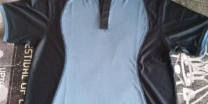 Grey and Black Polyester Round Neck Half Sleeve T-Shirt