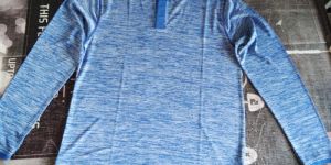 White and Blue Mixed Polyester Flackit Round Neck Full Sleeve T-Shirt