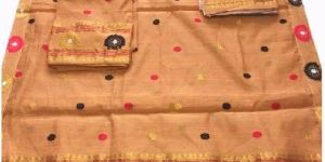 Eagle Group 100% Handloom Ready to Wear Orange yellow Colored Soft Cotton Mekhela Chadar
