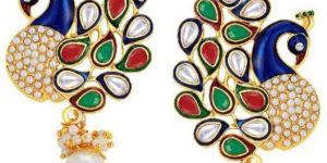 Sukkhi Charming Peacock Gold Plated Australian Diamond Earrings