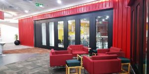 GLASS SLIDING FOLDING PARTITION