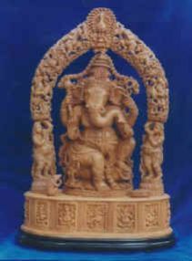 Sandalwood Ganesha with Prabha - Seated