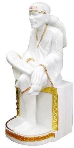 Plain Hindu White Marble Sai Baba Statue