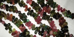 Multi Tourmaline Faceted Teardrops Gemstone Beads