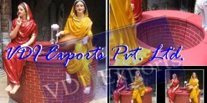 PUNJAB VILLAGE WATER SCENE FIBER STATUE