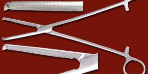 Clamp Hysterectomy Double Serration with Notch Straight