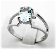 Ladies Sterling Silver Aquamarine Ring