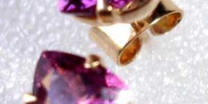 Golden Tiny Pink Tourmaline Earstuds