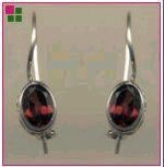 Ladies Sterling Silver Garnet Earrings