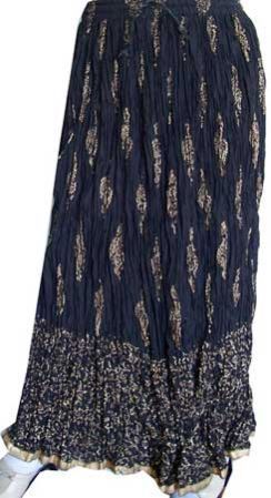 Ladies Bohemian Crinkled Cotton Maxi Skirt
