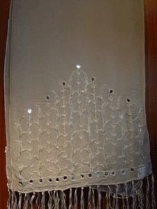 Ladies Cotton Mirror Work White Dupatta