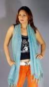 Ladies Polyester Blue Scarf
