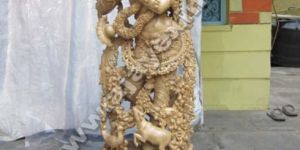 Whitewood Krishna Statue